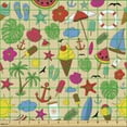 thumbnail image 2 of Ambesonne Summer Fabric by the Yard Upholstery, Monsteras Slippers Anchors, 2 Yards, Yellow Dark Coral Green, 2 of 5