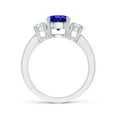 thumbnail image 2 of ANGARA Natural Classic Three Stone 1.45 ct Tanzanite and Diamond Ring in 14K White Gold for Women (Size-7mm) | December Birthstone, Anniversary, Jewelry Gift for Women | Natural Tanzanite Ring, 2 of 11