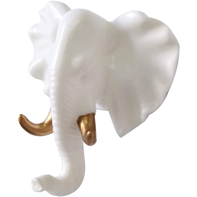 Gancho con forma de animal, ganchos para abrigos, llavero de pared, exquisito gancho decorativo para ropa, sombreros, batas de baño, toallas (tamaño: elefante, color: oro blanco)
