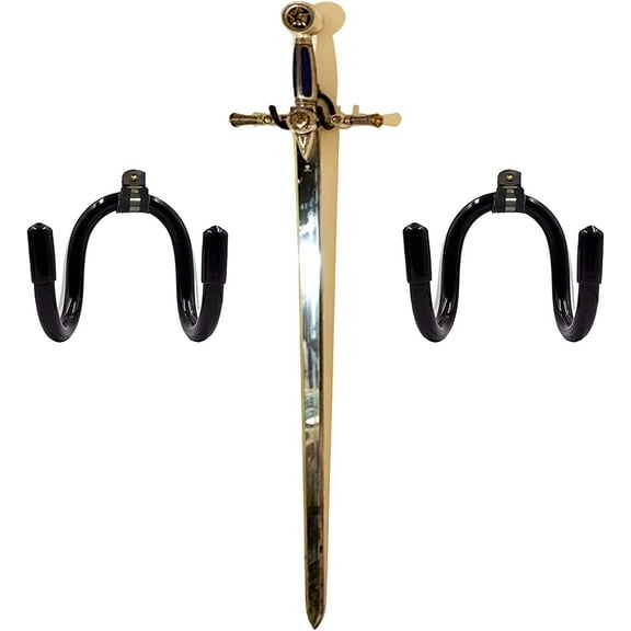 Flexible Adjustable Sword, Wall Hook Sword Hanger Display Universal Sword Holder Wall Mount for Sword,Dagger,Axe,Keyblade, etc - No Sword - Vertical/Horizontal Display - Sturdy Enough - 2 Pack