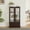 Cherry, variant on 47" Curio Glass Display Cabinet with Light Bulb, Curio Storage Cabinet with Mirrored Back Panel, Adjustable Shelves and Tempered Glass Doors for Living Room, White