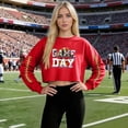 thumbnail image 5 of Mifsaly Football Tee Women Football Graphic Cropped Sweatshirts Crewneck Long Sleeve Pullover Team Fans Game Day Sweatshirt M, 5 of 5