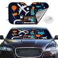 thumbnail image 2 of Uemuo Creative Transport Pattern Accordion Car Windshield Sun Shade, Foldable Reflective Sun Visor for Car, Reflector Windshield Sunshade-Medium, 2 of 7