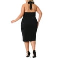 thumbnail image 4 of DARING DIVA Plus Size Cocktail Halter Neck Sleeveless Bodycon Dress 1X Black, 4 of 6
