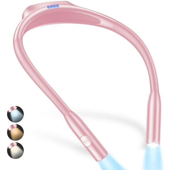 Luz LED de lectura para cuello, granulada, 3 colores, color rosa regulable