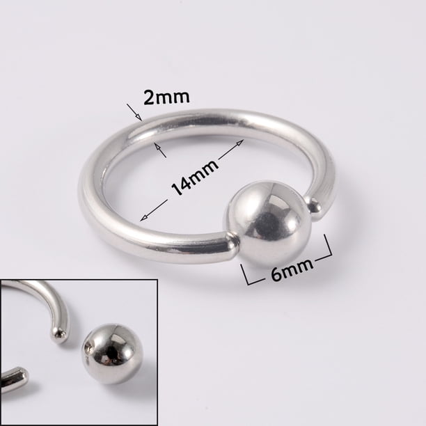 Anillo de nariz con clip de bola de acero inoxidable 316L BCR, anillo de nariz con clip de bola de acero de titanio, anillo multiusos universal, pendientes, anillo para el hueso de la oreja