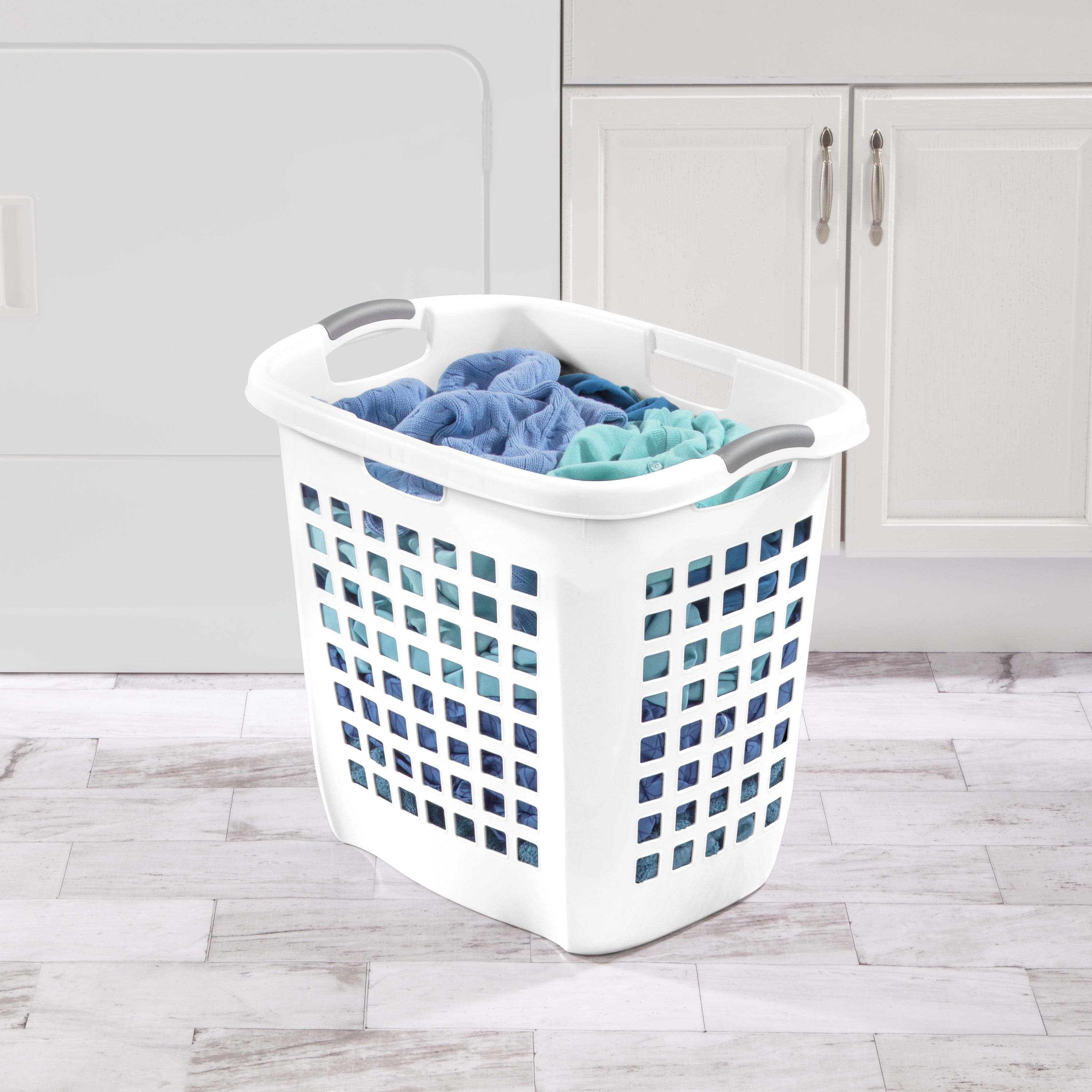 Sterilite Ultra™ Easy Carry Plastic Laundry Hamper w/ Sturdy Rim and Handles, White, Pack of 4