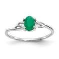 thumbnail image 1 of 14K White Gold Ring Band with Stones (05) May Emerald Oval Green, Size 5, 1 of 2