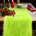 thumbnail image 5 of Christmas Table Runner, Modern Fluffy Faux Fur Christmas Table Runners for Home Dresser Dinning Table Decor (White, 12 x 71 inch), 5 of 7