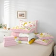 thumbnail image 5 of Feelyou Kawaii Giraffe Twin Bedding Sets 7-Piece, Cartoon Pink Elephant Bedding Comforter Set, Spring Flower Leaf Reversible Sheet Sets, Luxury Bedroom Decor, 5 of 7