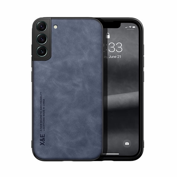 Dteck for Samsung Galaxy S26 Plus Slim PU Leather Case, Magnetic Thin Flexible Soft Grip Luxury Vgean PU Leather Slim Fit Cover for Men Anti-Scratch hone Cover, Blue