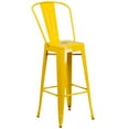 thumbnail image 5 of Flash Furniture Commercial Grade 23.75" Square Yellow Metal Indoor-Outdoor Bar Table Set with 2 Stools with Backs, 5 of 5