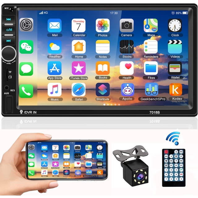 Estéreo de coche Camecho Double Din 7" LCD Touch Bluetooth+cámara