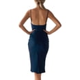 thumbnail image 2 of GHSDFBB Robe Satinée Sans Manches à Bretelles Spaghetti pour Femmes Cocktail Plage Soirée Col Bénitier à Pois Léopard Midi, 2 of 7