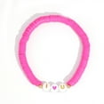 thumbnail image 2 of Censtreet Hot Pink Bracelet Stackable Valentine's Day Beaded Love Heart Charm Stretch Bracelet Holiday Letter Bracelets Festive Jewelry Gifts for Women, 2 of 6