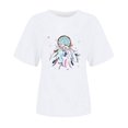 thumbnail image 4 of Blouses pour Femmes, Mode Décontractée Imprimée Col Rond Manches Courtes T-shirt Haut Col Rond Manches Courtes, 4 of 4