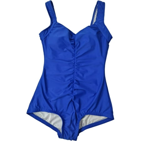 Azul - Womens Royal Blue One Piece Bathing Suit Center Rouched
