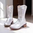 thumbnail image 2 of WXFAZCVU Girls Western Boots Embroidered Cowgirl Boots with Side Zipper, Riding Boots Going Out Size 13, 2 of 5