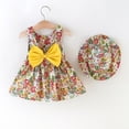 thumbnail image 4 of Coerni Toddler Baby Girls Sleeveless Sundress Girls Tutu Dress Bow Floral Print Princess Dress with Hat Beach Summer Outfits, 4 of 8