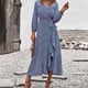 thumbnail image 5 of Vestido de manga larga con escote en V y vendaje en la espalda con estampado floral de primavera y otoño para mujer Fridja NMB4489, 5 of 9