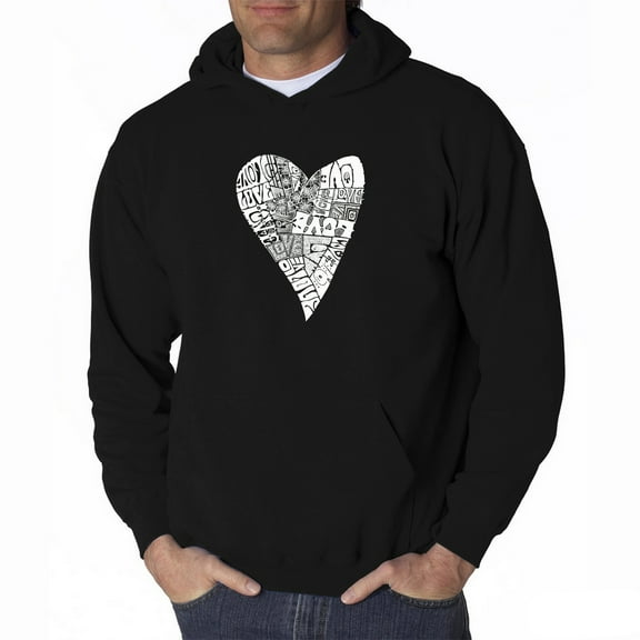 LA Pop Art Men's Word Art Hooded Sweatshirt - Lots of Love