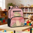 thumbnail image 2 of Jeiento Frog 13.5 Inch Kids Lightweight Preschool Backpack for Toddler Girls, Mushroom School Bag for 2-5 Year Old, 5 Compartment Bookbag, Pink, 2 of 7