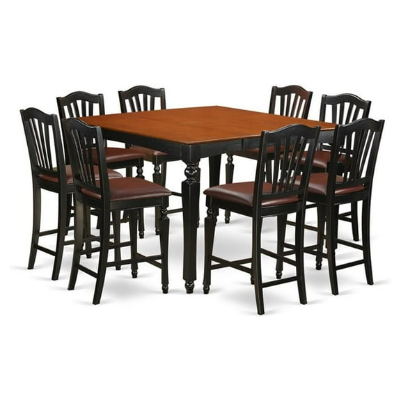 Atlin Designs 9-piece Wood Dining Table Set in Black/Cherry