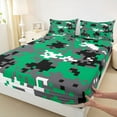 thumbnail image 3 of Feelyou Pixelate Miner Teens Twin Sheet Sets, Retro Green Camouflage Bedding, 3pcs, 3 of 7