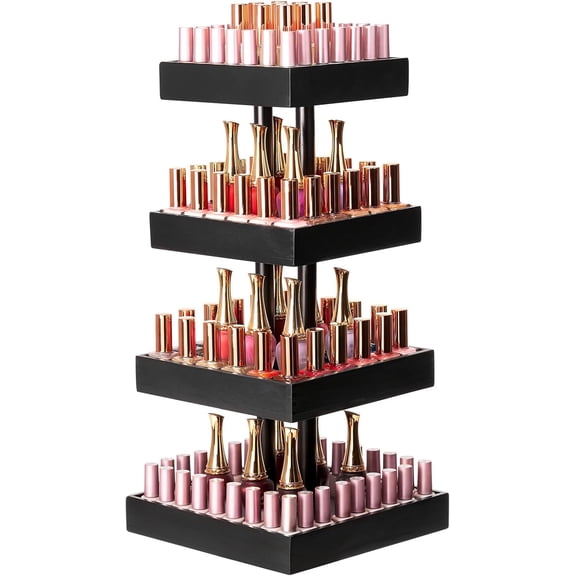 Nail Polish Organizer for 120-212 Bottles, 360 Rotating Nail Polish Rack Holder, Display Storage Shelf for Fingernail Stand and Essential Oil, Gifts for Women Girls- Bamboo,Black