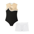 thumbnail image 4 of TiaoBug Kids Girls 2 Piece Gymnastics Leotard Outfits Sleeveless Ballet Dance Bodysuit with Shorts Set Silver 14, 4 of 5
