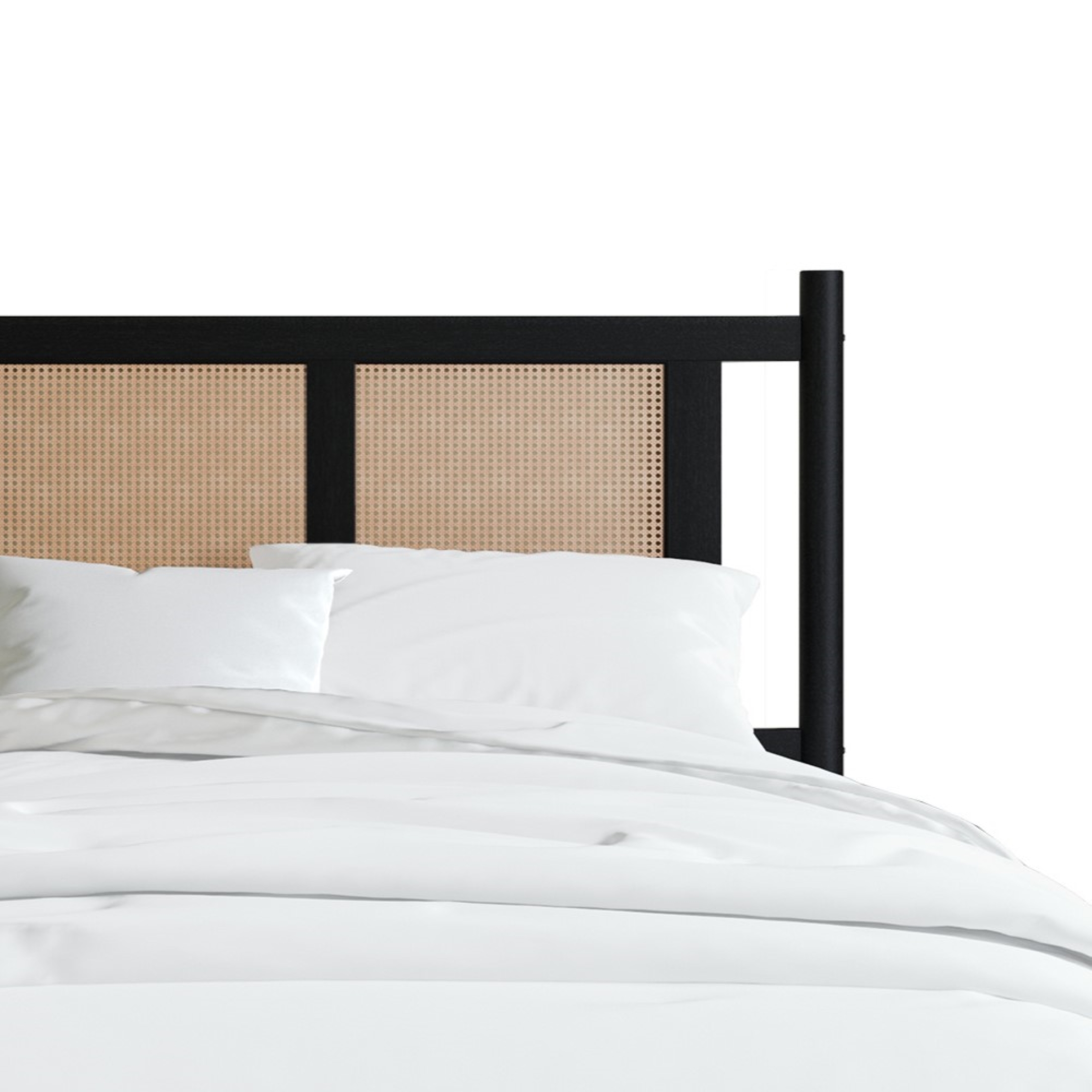 Castle Place Rattan Twin Wooden Platform Bed, Black