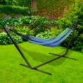 thumbnail image 2 of Northlight Striped Woven Two Person Double Brazilian Hammock - 78" x 59" - Blue and Green, 2 of 7