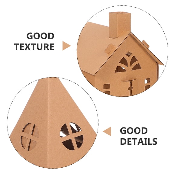 ELAYARD 3Pcs Paper Model House Kit Khaki for Creative Crafting and Family Bonding Activities