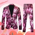 thumbnail image 2 of JHHLSF Mens Valentines Day 3D Digital Printed Suit Set Light Business Jacket Suit Pink,3XL, 2 of 5