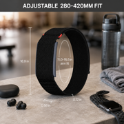 Nylon Arm Strap Compatible with Amazfit Helio Strap, Adjustable Hook-and-Loop Replacement Armband 280-420mm, Breathable Sports Band, Black