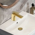 thumbnail image 3 of Single Handle Sink Faucet, Bathroom Faucet with Pop Up Drain and Water Supply Hose, Bathroom Sink Faucet 1 Hole for Lavatory, Restroom, Vanity, Brushed Gold, 3 of 7