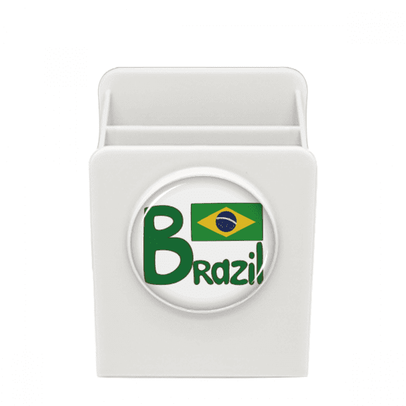 Brazil National Flag Green Pattern Desk Pencil Holder Cup Pen Organizer