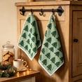 thumbnail image 4 of Christmas Tree Pattern Hand Towels Set Of 2 Soft Absorbent Kitchen Bathroom Dish Towels For Holiday Home Decoration, 4 of 6