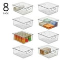thumbnail image 2 of mDesign Large Plastic Stackable Kitchen Storage Box, Handles, Lid, 8 Pack, Clear, 2 of 9