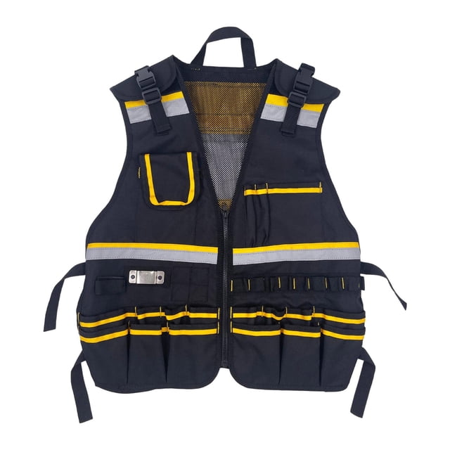 DYNWAVECA Gilet à Outils pour Électricien Gilet Multi-Poches Gilet à Outils Multifonctionnel Gilet à Outils en Tissu Oxford pour Architecte Charpentiers Technicien