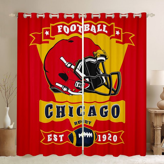 Erosebridal Kids Sports Curtains for Living Room, Luxurious, Red, Chicago