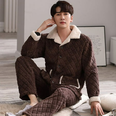 

QWZNDZGR Pajama Couple Man And Woman Winter Flannel Sleepwear Warm Fleece Couple Pajamas Set Women Pyjamas Men Pijamas Home Clothes Suits