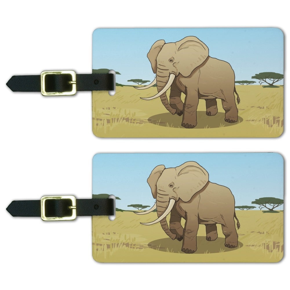 African Elephant Luggage ID Tags Suitcase CarryOn Cards Set of 2