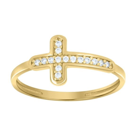 10kt 10k Yellow Gold Womens Cubic-Zirconia Cross Religious Ring