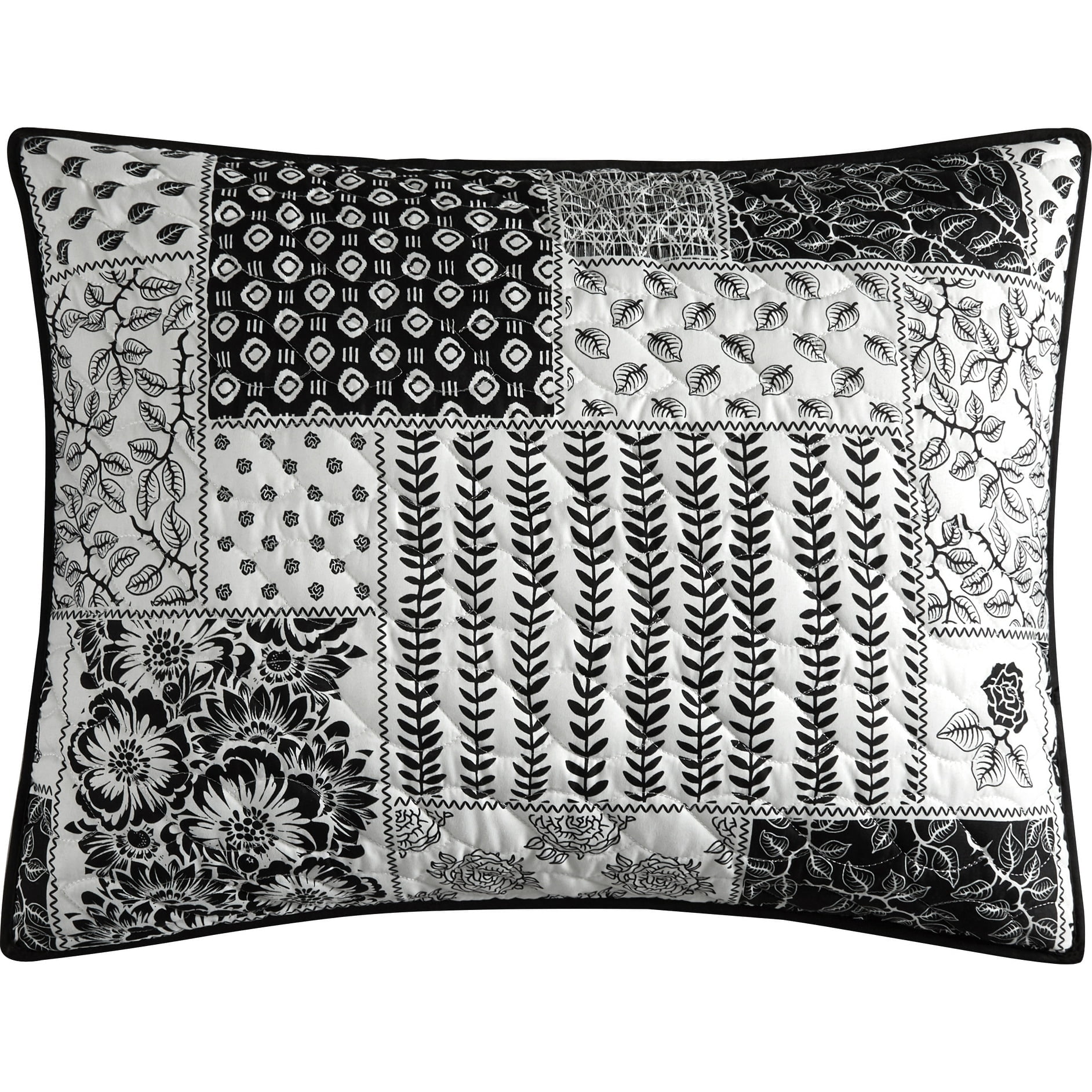Nanshing Quinn 3 Piece Patchwork Black & White Quilt Set Queen