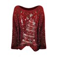 thumbnail image 5 of Women's Christmas Print Knitted Sweater Cardigan for Fall and Winter, Festive and Cozy, Ideal as Christmas Sweaters for Women and Christmas Gifts,Wine,Size XL, 5 of 5