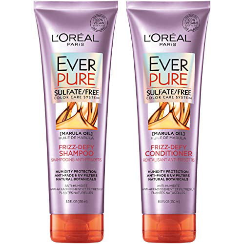 L'Oreal Paris Hair Care EverPure Frizz Defy Sulfate Free Shampoo and  Conditioner Kit for Color-Treated Hair, Humidity + Frizz Control, For Frizzy  Hair ( Fl; Oz each) (Packaging May Vary) 
