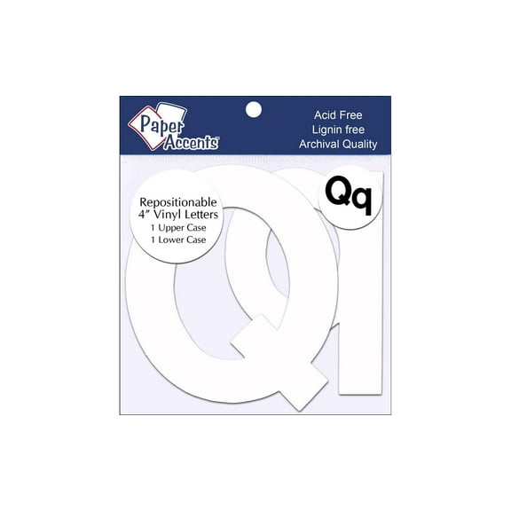 Vinyl Letters Removable Adh 4" Qq 2pc White