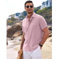 thumbnail image 2 of Camisa de lino para hombre COOFANDY, manga corta, abotonada, rosa, 2 of 5