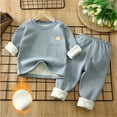thumbnail image 2 of TAGOLD Kids Sets, Toddler Baby Kids Winter Boys Girls Solid Color Long Sleeved Thickening Home Wear Clothes Suit, 2 of 5